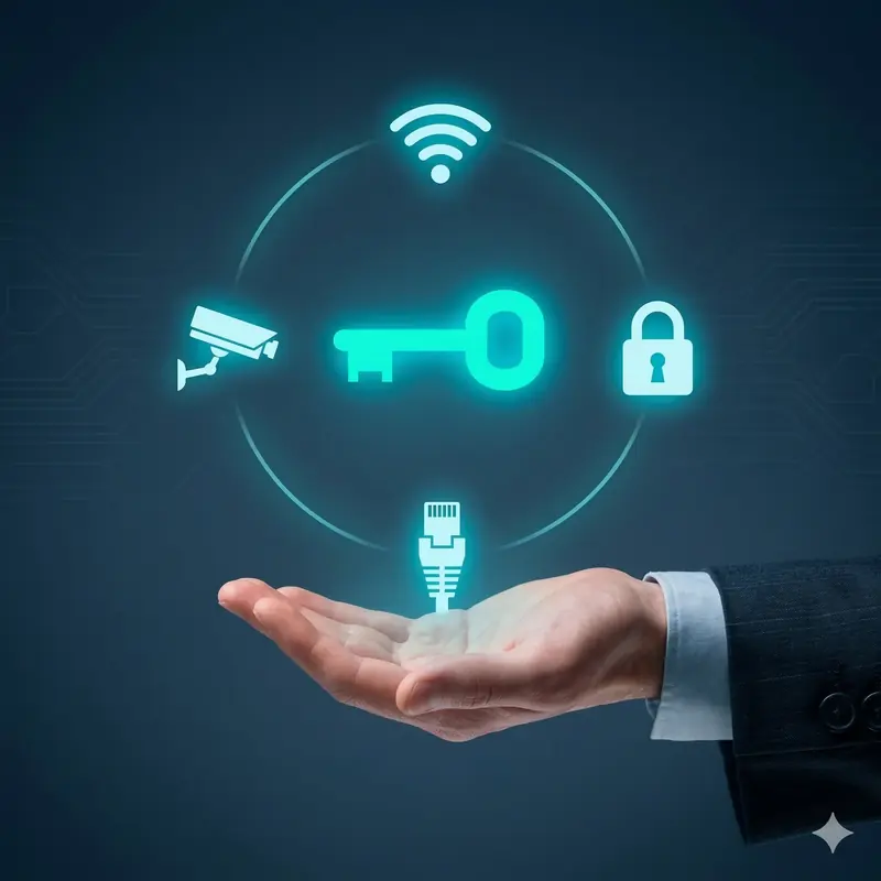 Illustration de bâtiment commercial et de connectivité technologique