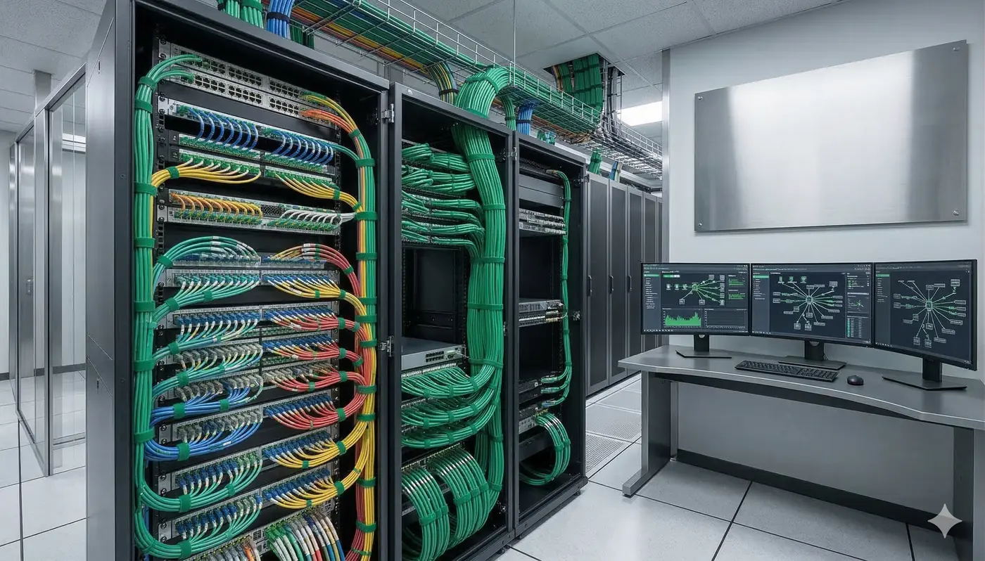 Structured rack and building technology environment with organized infrastructure