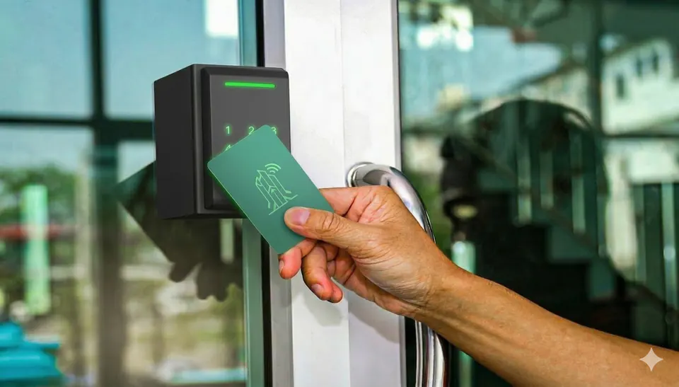 Commercial access control reader and secure door hardware