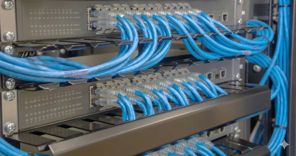 Patch panel and switch layout for structured cabling